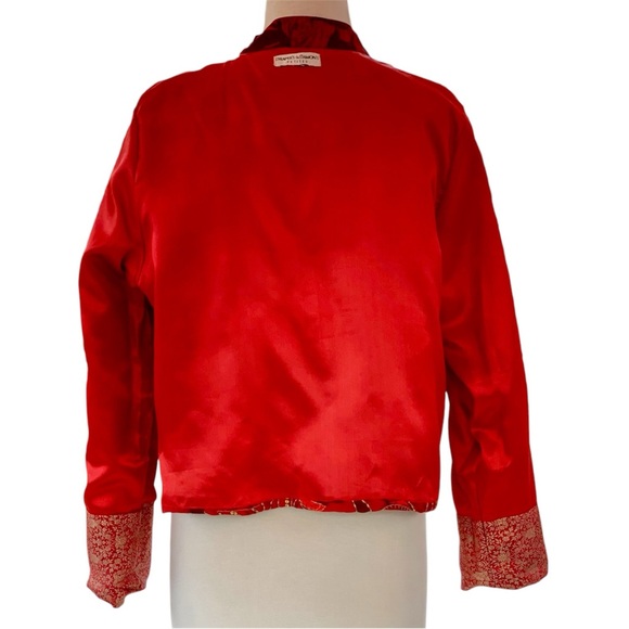 Draper’s & Damon’s Petites Red & Gold Embroidered Beaded Jacket Medium or Large - Picture 7 of 8